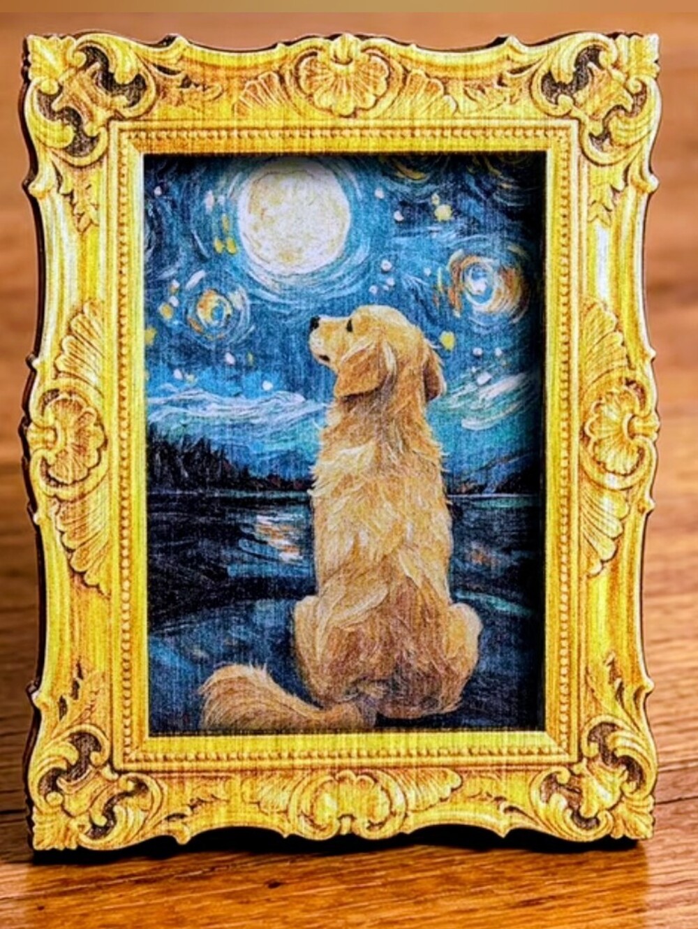 Golden Retriever Wooden Refrigerator Magnet